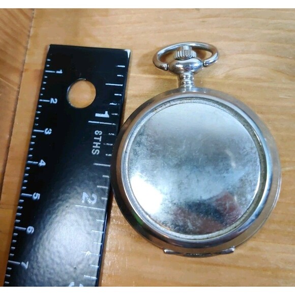 AL Agnew Bald Eagle American Pocket Watch Silver Tone Untested Not Working - Picture 7 of 7